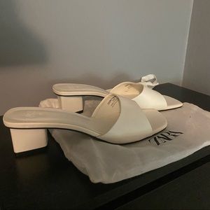 Zara white sandals 2” heel